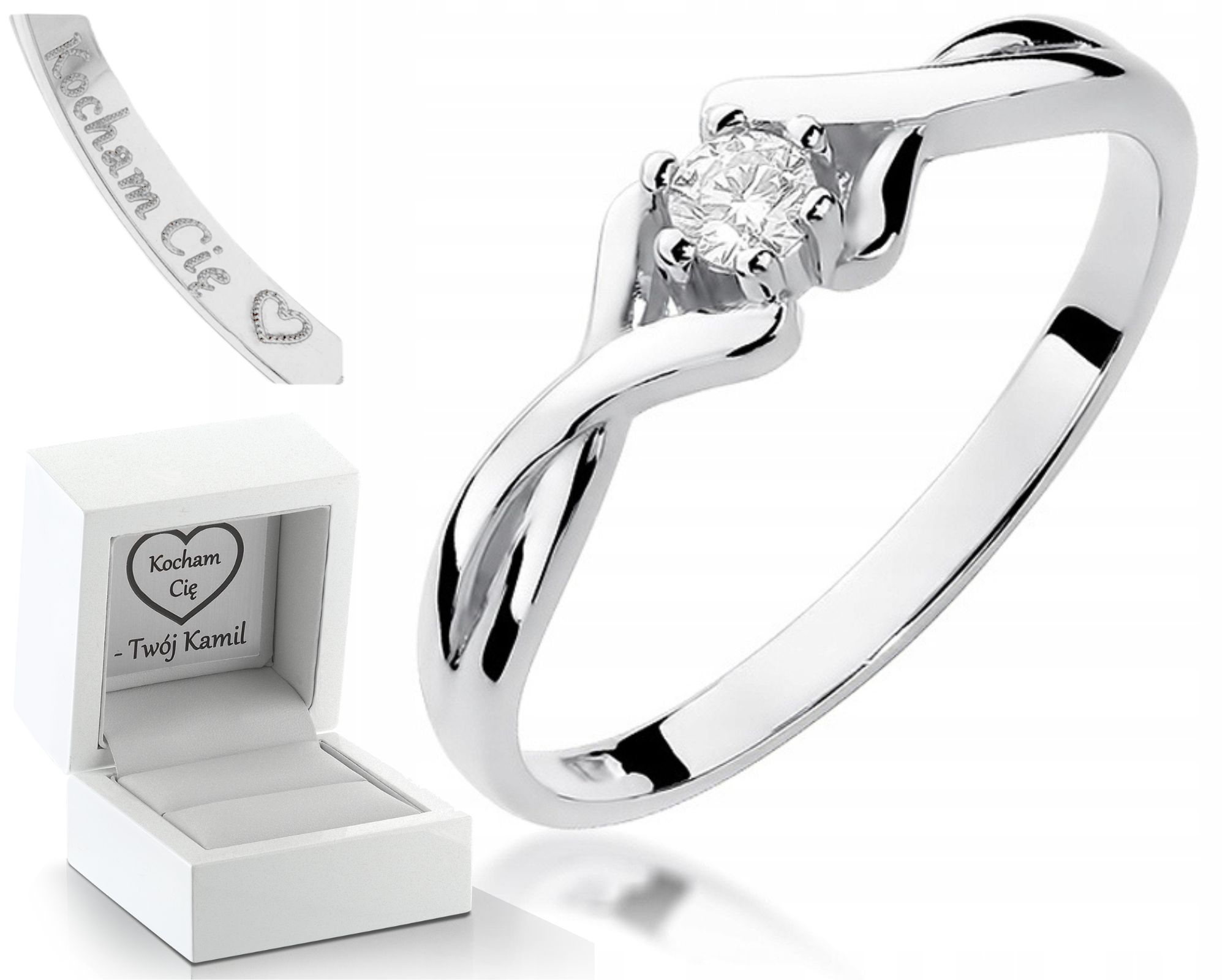 Prstýnek S Briliantem 0,08 Ct Bílé Zlato 0,585 Zlato