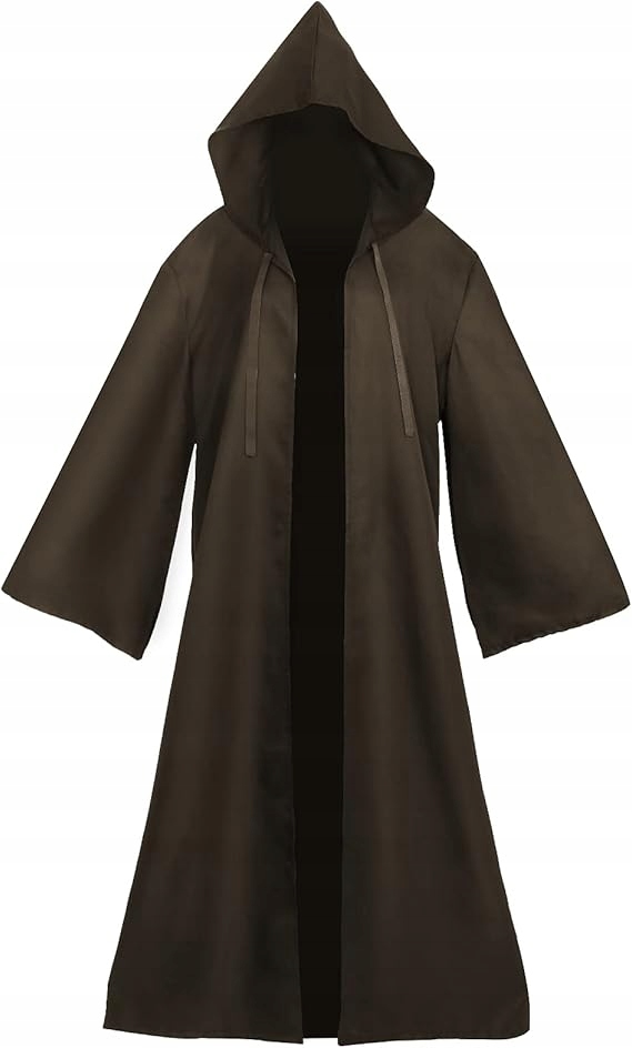 Plášť S Kapucí Dlouhý Kostým Jedi Upíra Šaty Hnědé Kostým 3XL