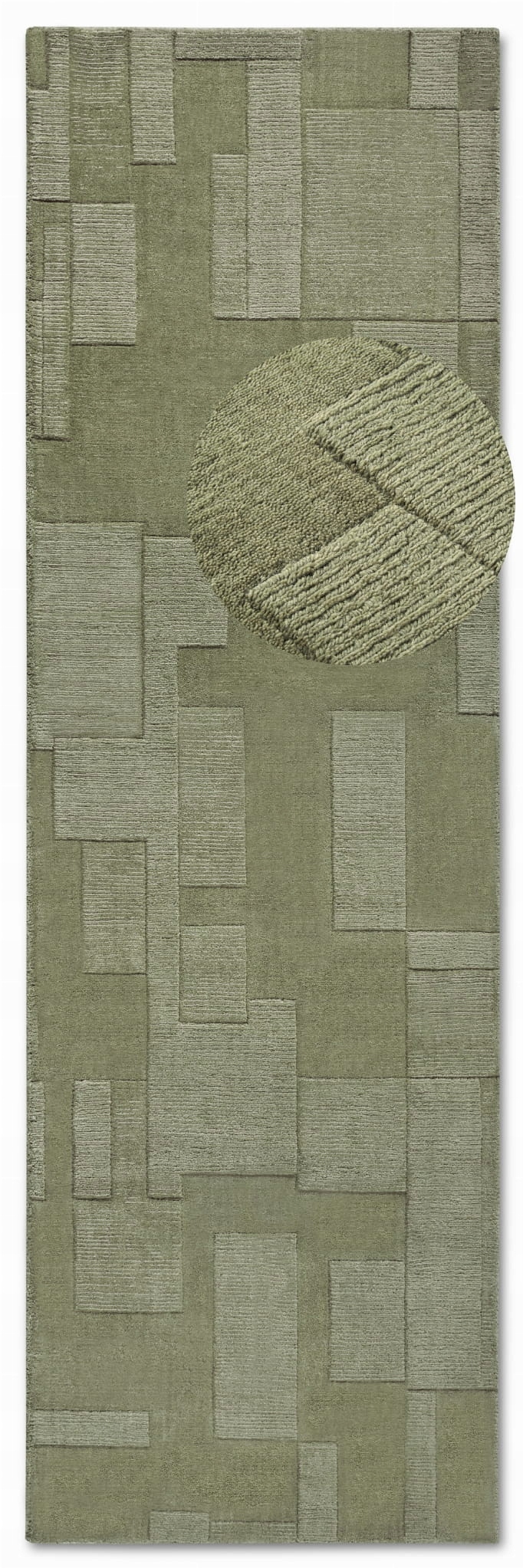 Behúň do chodby 80x250 cm, zelený, moderný 3D vzor
