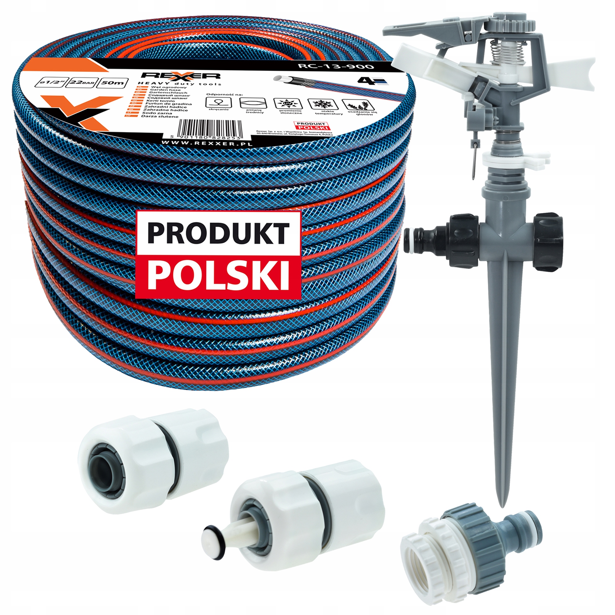 Hadice 1/2" 50 M 4 Vrstvá Spojky Zavlažovač Polský