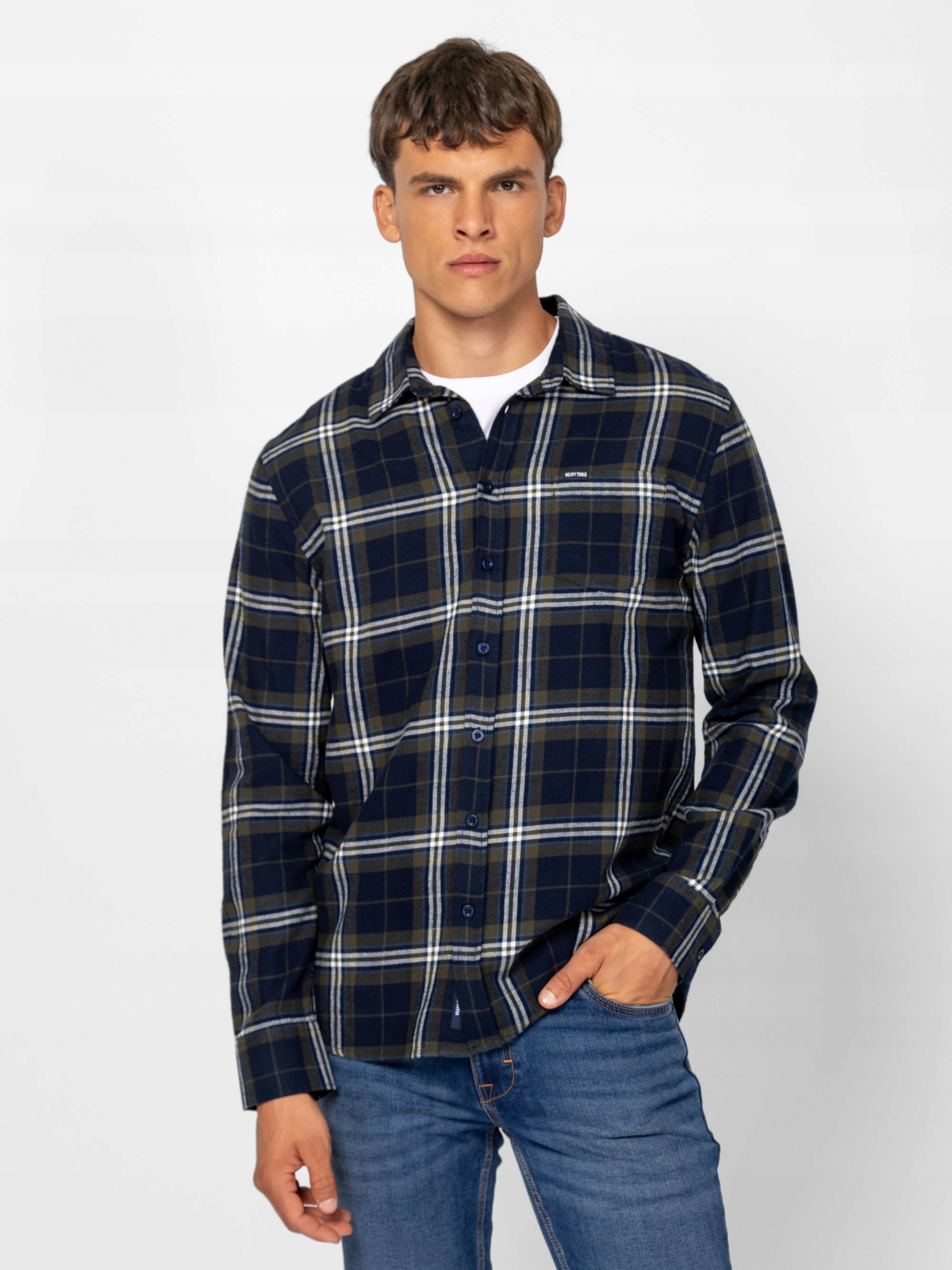 Heavy Tools Pánská Bavlněná Flanelová Košile Redington Zelená M