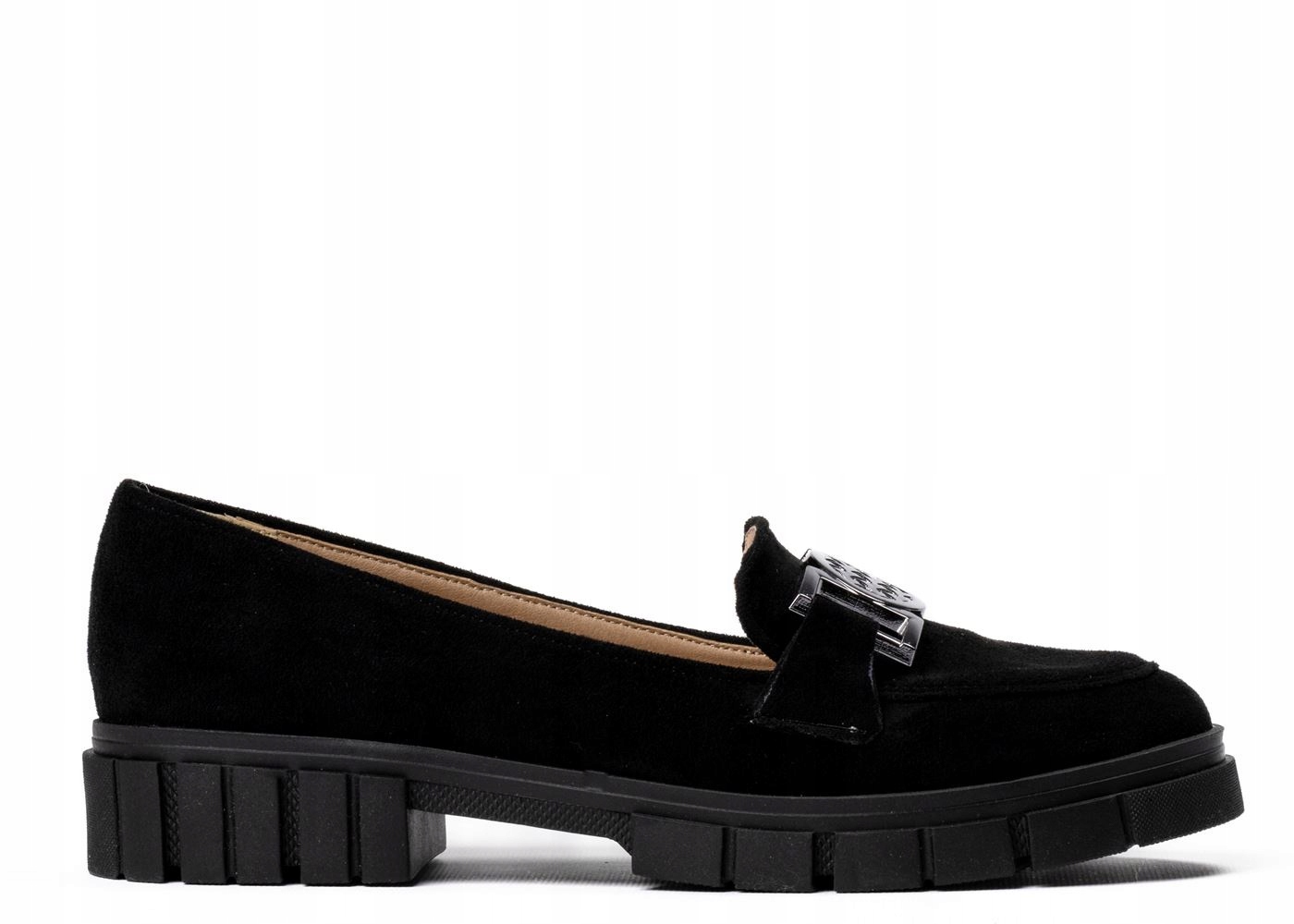 Mokasíny Polobotky Na Podpatku Optimo Semiš Ozdoba 40