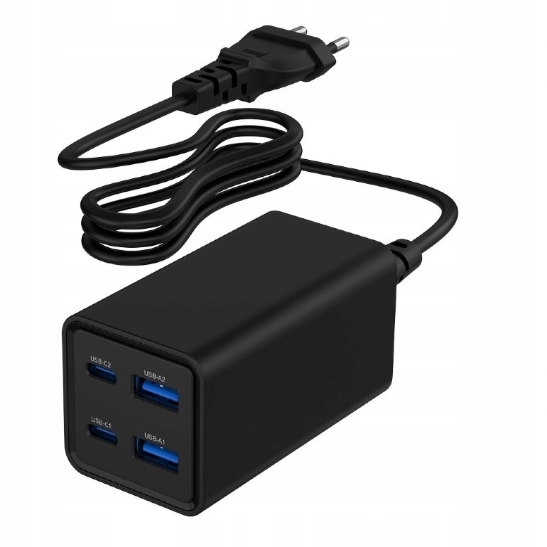 Univerzální nabíječka 65W GaN 2xUSB-A 2xUSB-C rychlé nabíjení černá