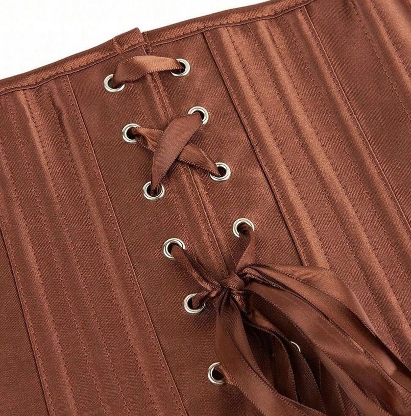 SEXY BRĄZOWYY GORSET MODELUJĄCY POD BIUST 4XL damski satynowy gorset Rozmiar 4XL