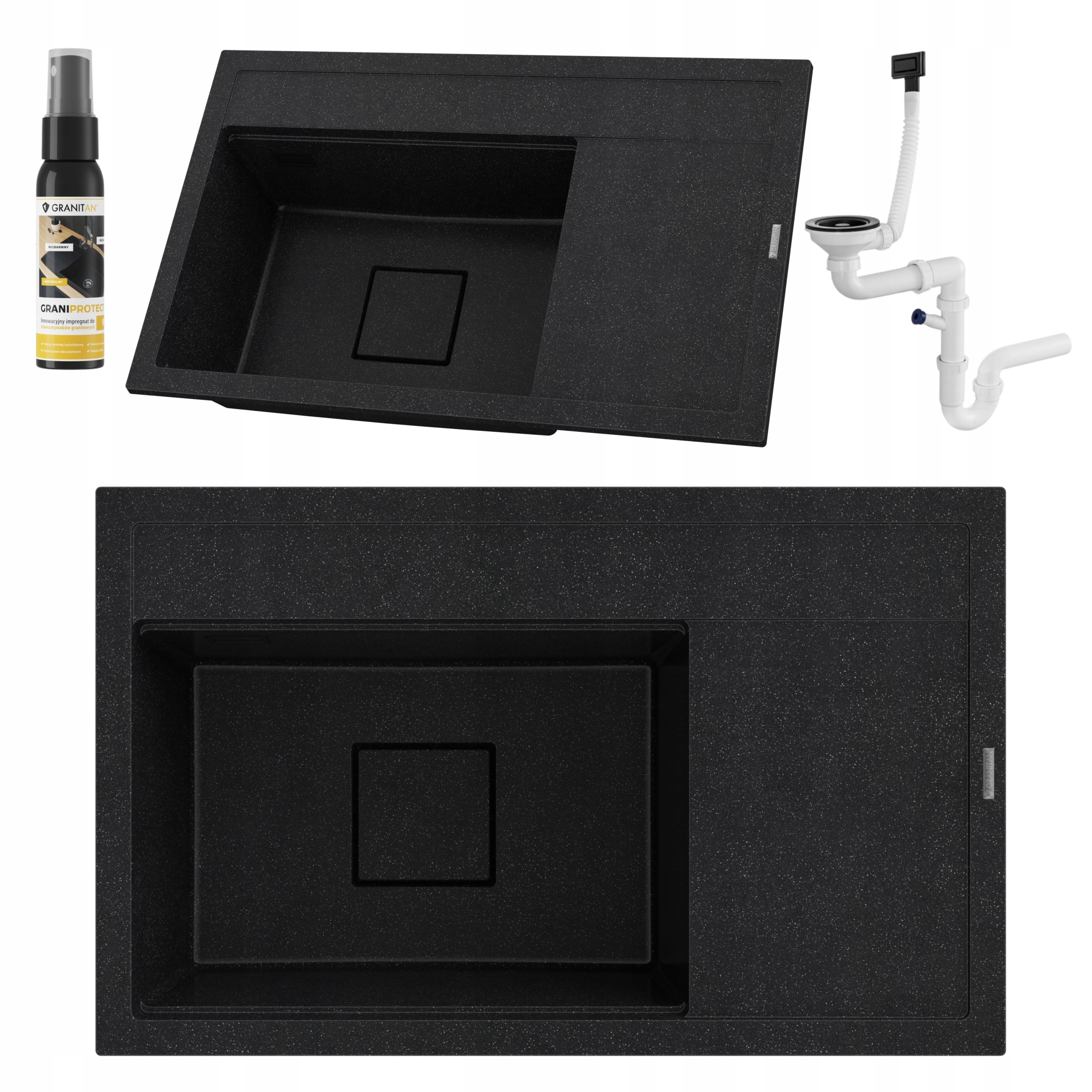 Čierny škvrnitý drez rendo komora ľavá žula moderný