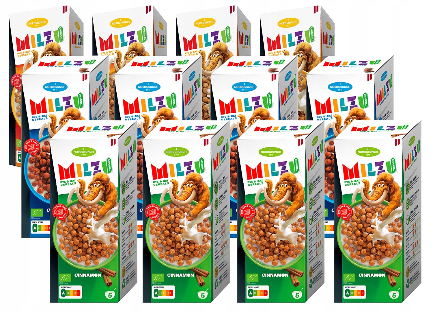 Zestaw 12 Szt 3 smaki Milzu! Płatki kulki zbożowe proteinowe żytnio-owsiane