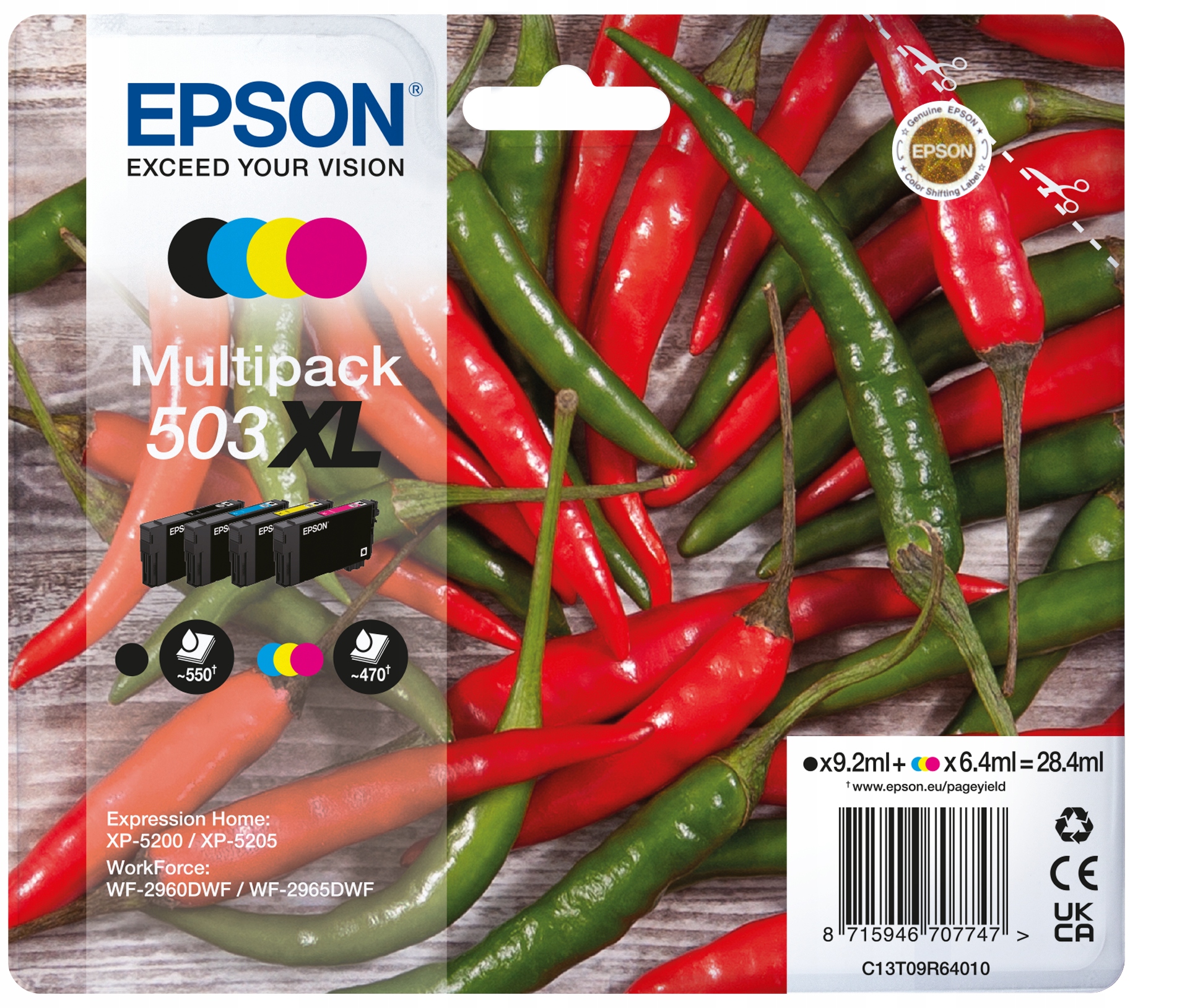 Inkoust Epson WorkForce WF-2960dwf C13T09R64020 černý (black), červený