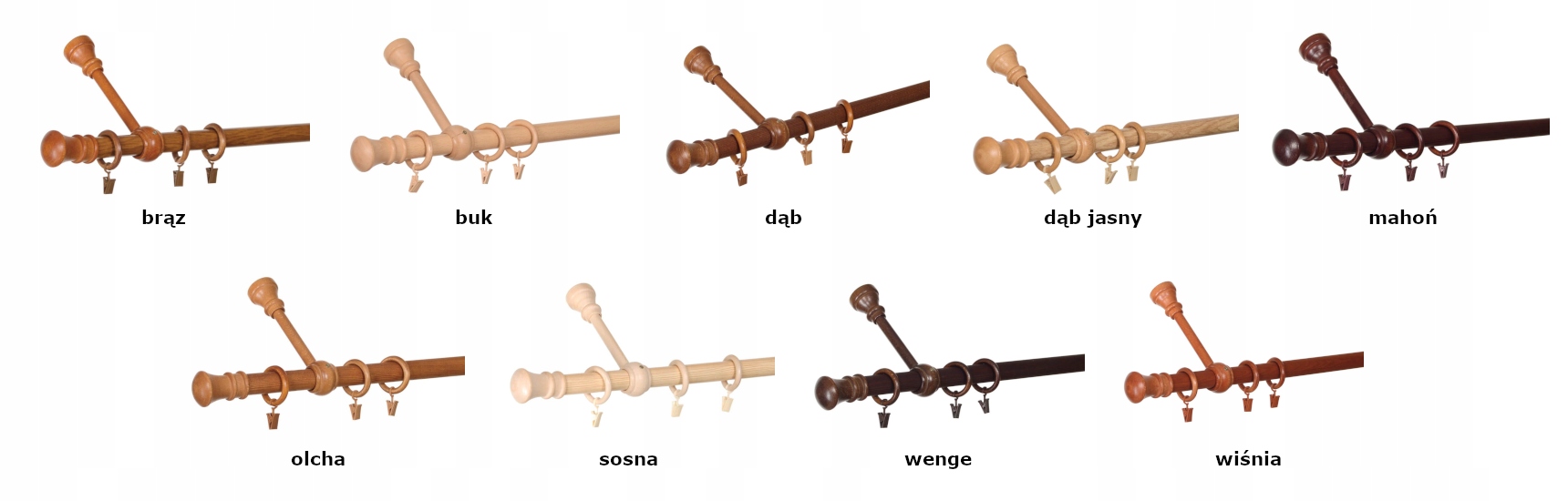 WSPORNIK KARNISZA DREWNIANY 28mm wiśnia pojedynczy Średnica drążka 28 mm