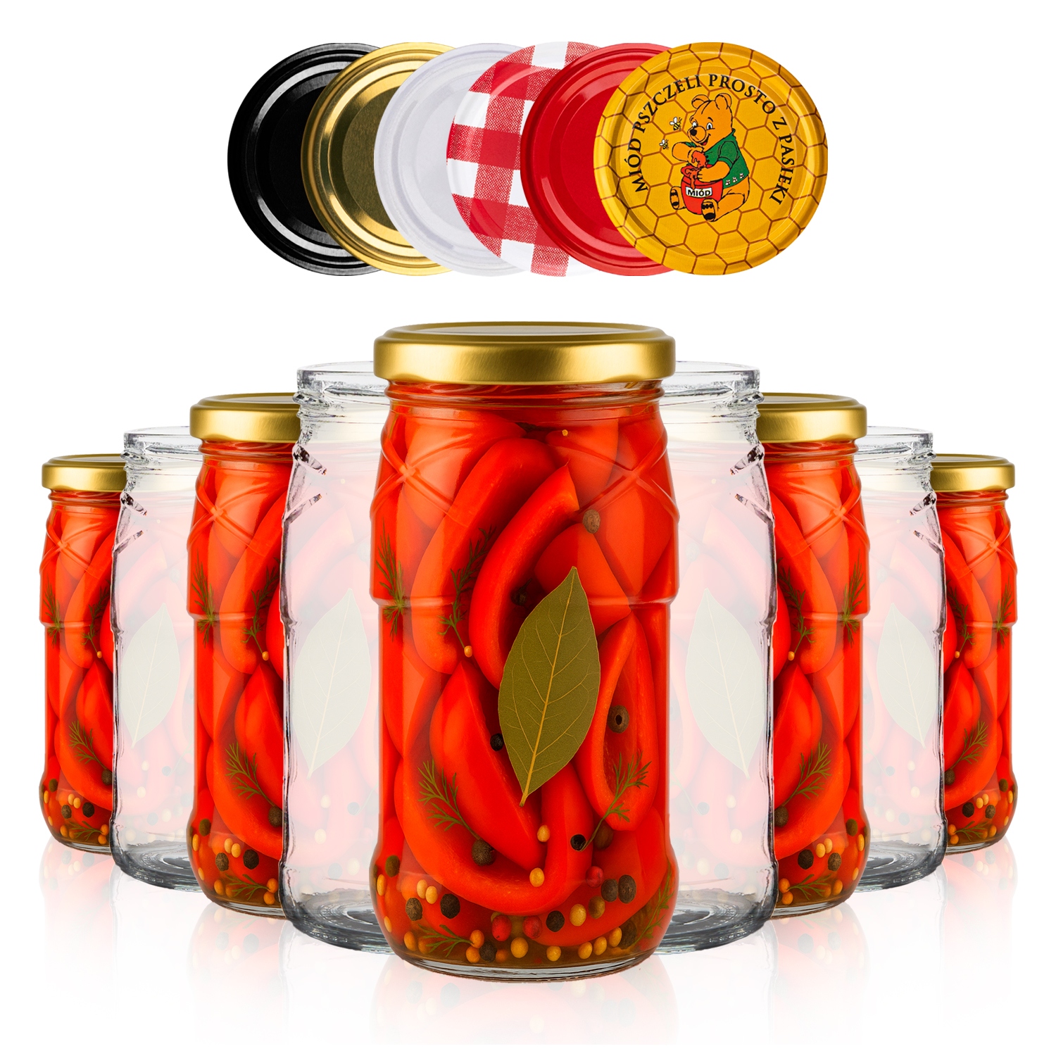 50 x Sklenice 470 ML Na Zavařeniny Džemy Med Okurky Skleněná Zavařovací Sklenice Dárek