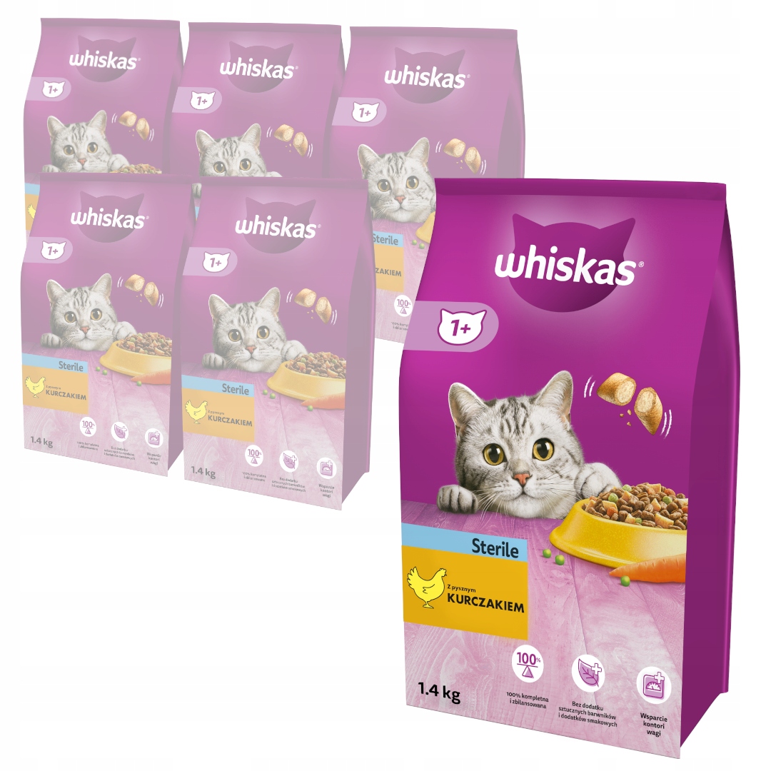 Levně Whiskas Sterile 1+ Krmivo Pro Kočky Kuře 6x1,4 kg