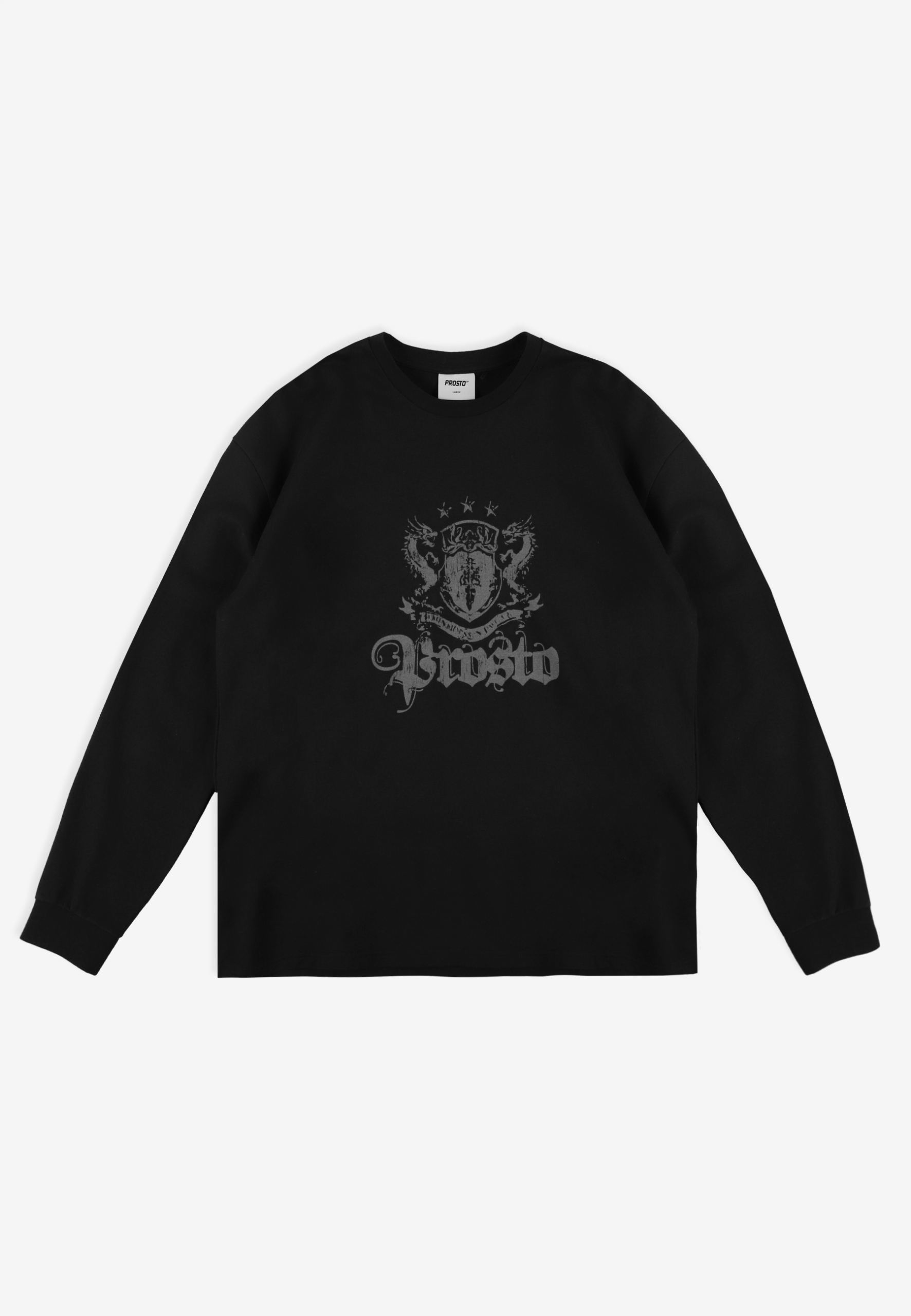 Męska czarna koszulka z długim rękawem longsleeve Prosto Crest S