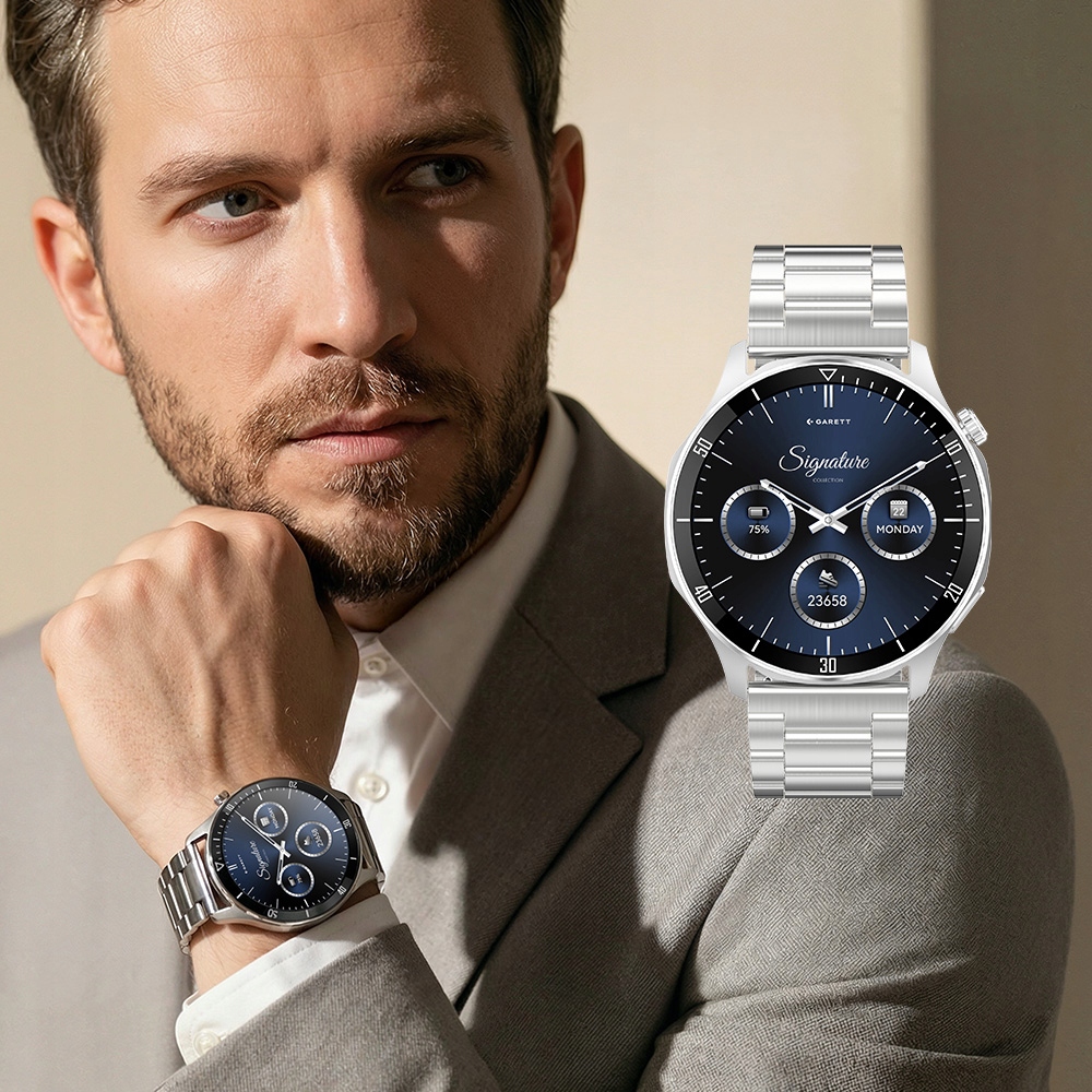 Nové, Originální Chytré Hodinky Garett Prime stříbrné, ocelové