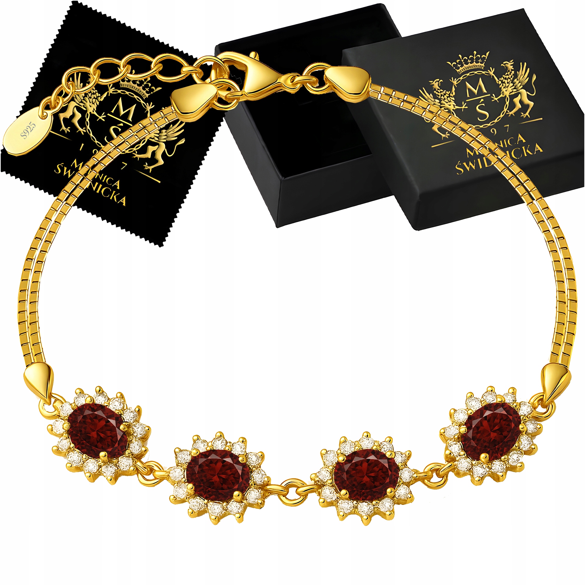 Dámský zlatý náramek Stříbro 925 s pozlacenými Zirkony Gravírování