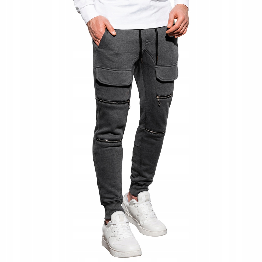 

Spodnie męskie dresowe joggery P901 grafitowe L