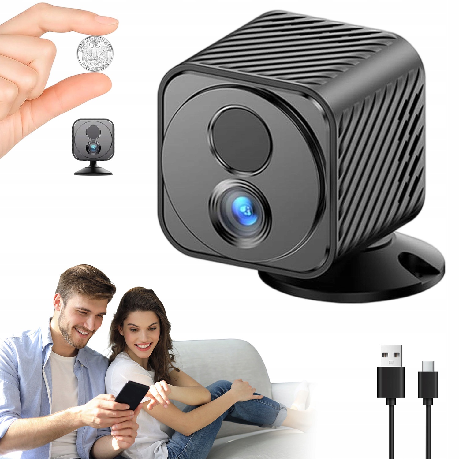 Mini Wifi Kamera 1080P Hd Ai Detekce Pohybu Noční Vidění Baterie