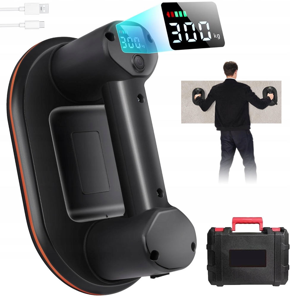 Přísavka 300 Kg S Gumou 14 MM, Dvojitý Motor Na Kovové Sklo, Černá