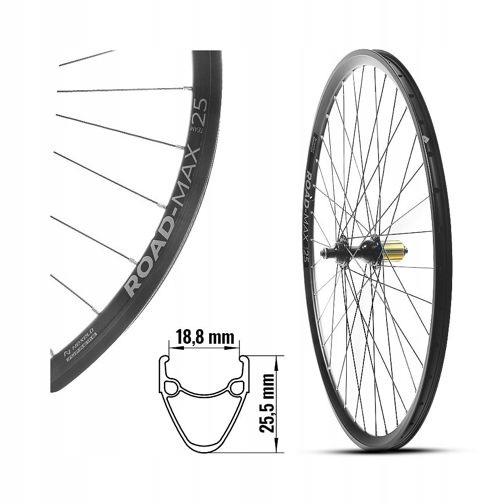 Koło rowerowe Tylne szosowe Nexelo tył obręcz 27 mm 36 H kaseta 8/9/10/11-s