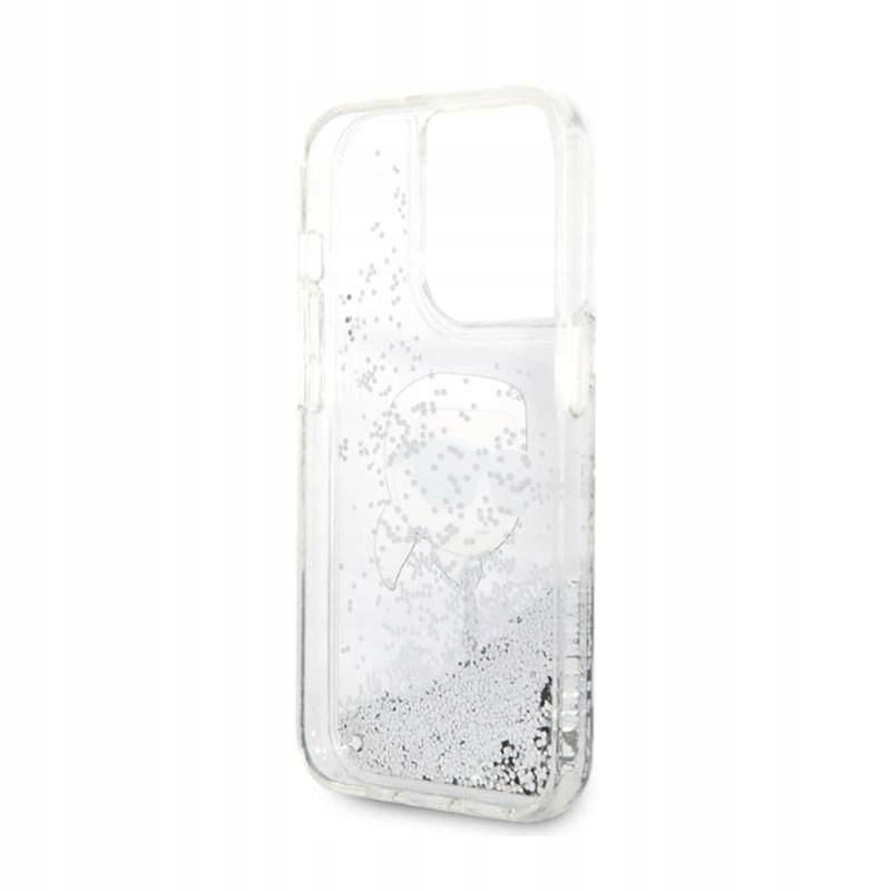 Etui Karl Lagerfeld Glitter Karl's Head na iPhone 14 Pro srebrne Karl