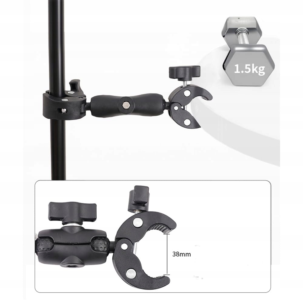 Uchwyt Motocyklowy Do Insta360 X4 X3 X2 Kamera 360 Dual Clamp Mocny NEWFUN — miniatura 3