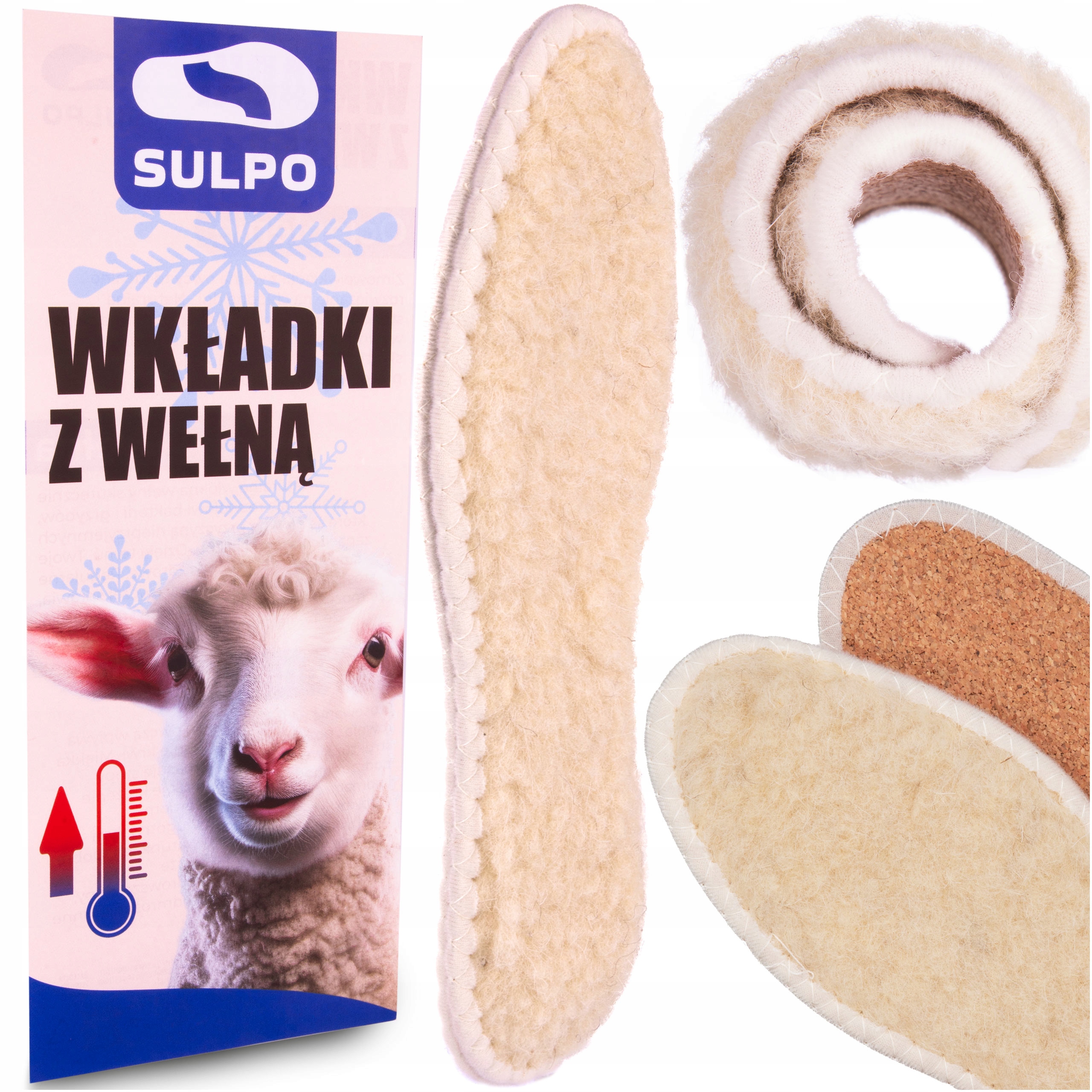 Wkładki do obuwia zimowego dla dzieci ocieplające stopy obszywane wełna 26