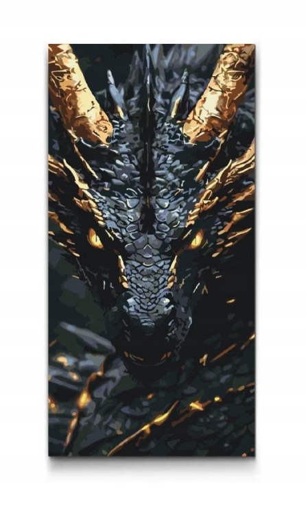 Malování Podle Čísel Zlatý drak Černé zlato Portrét Zvíře Velké 40x80 cm