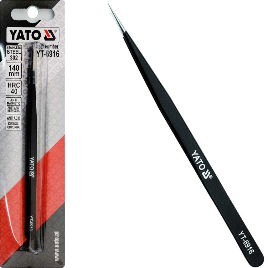 Pęseta prosta antystatyczna powlekana 140 mm YATO