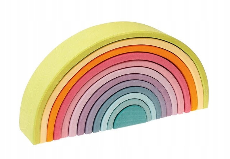 Grimm's Drewniana Tęcza 12 Elementów Pastelowa Montessori Budowanie Klocki