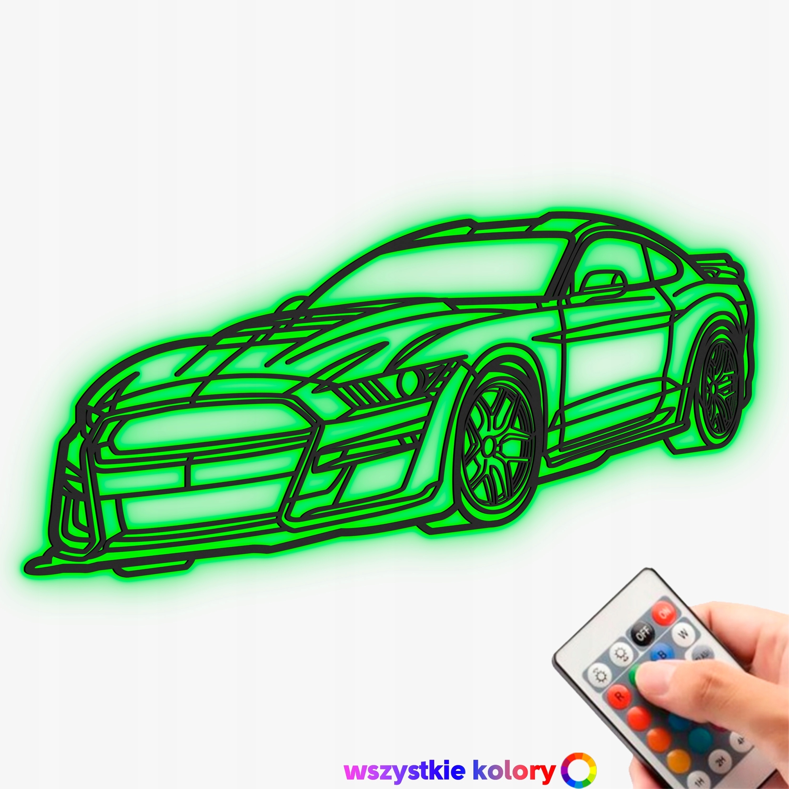 Drevený 3D obraz Ford Mustang v štýle Line XL Darčeková nočná Led lampa