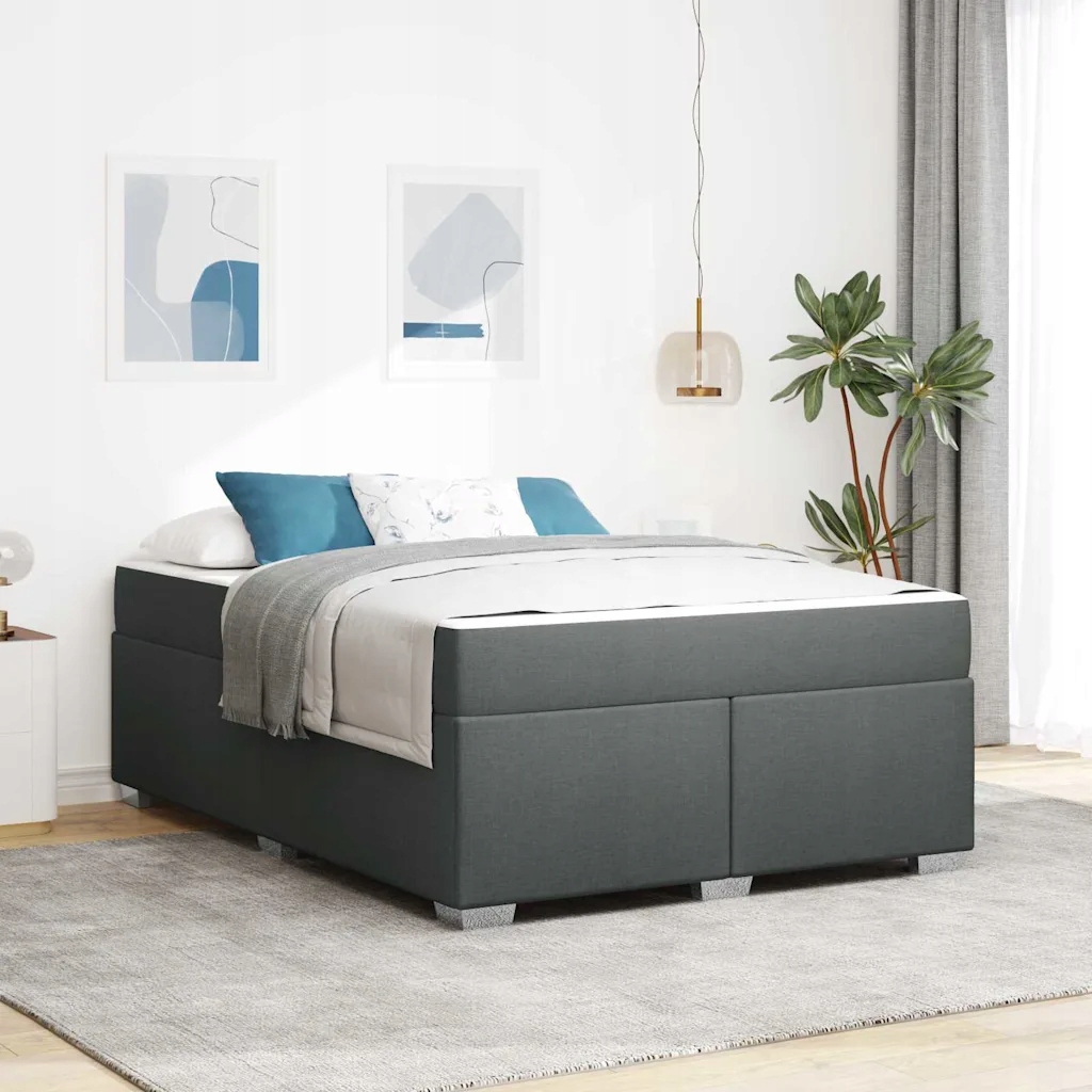 vidaXL Rám postele s matrací Tmavě šedá 160 x 200 cm textil