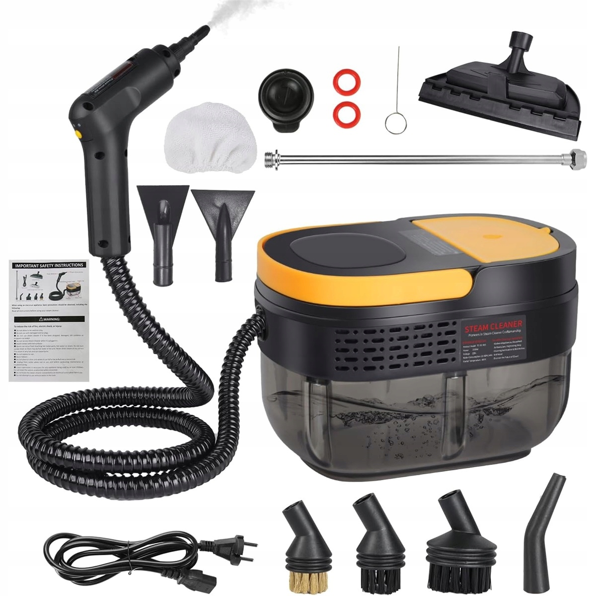 Parní čistič 2500 W s 1600 ml a regulací páry, 3 stupně do koupelny