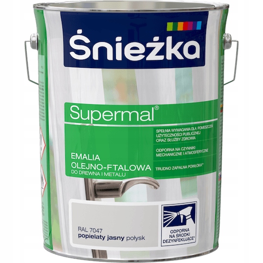 Śnieżka Supermal Emalia Olejno-ftalowa Popielaty Jasny Ral 7047 5 L