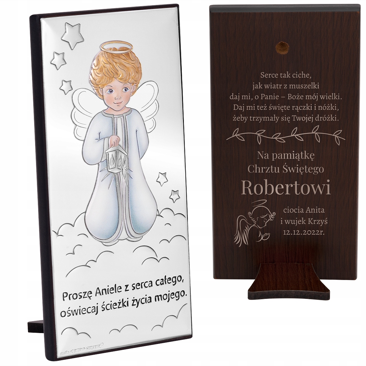 Obrázek s andělem Suvenýr křtu s věnováním