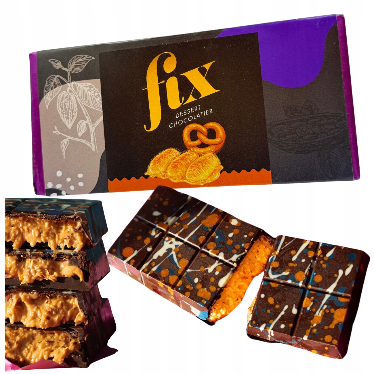 Levně Fix Dessert Chocolatier Pick Up a Pretzel Midnight Edition tmavá čokoláda