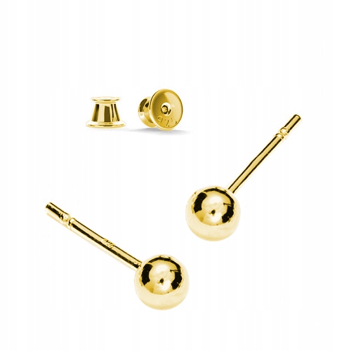 

Srebrne 925 pozłacane Kolczyki Kule Kulki 4mm
