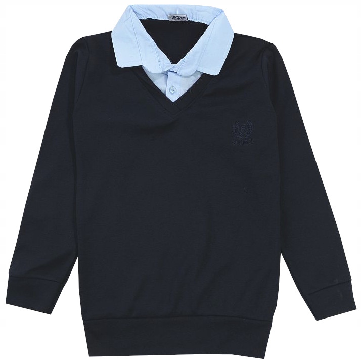 KOSZULA SWETER w serek 2w1 niebieski 9/10 H800F