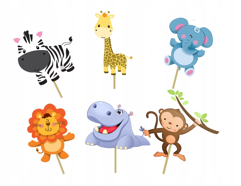 

Topper Pikery Zoo Żyrafa Lew Słoń zwierzęta 6szt N
