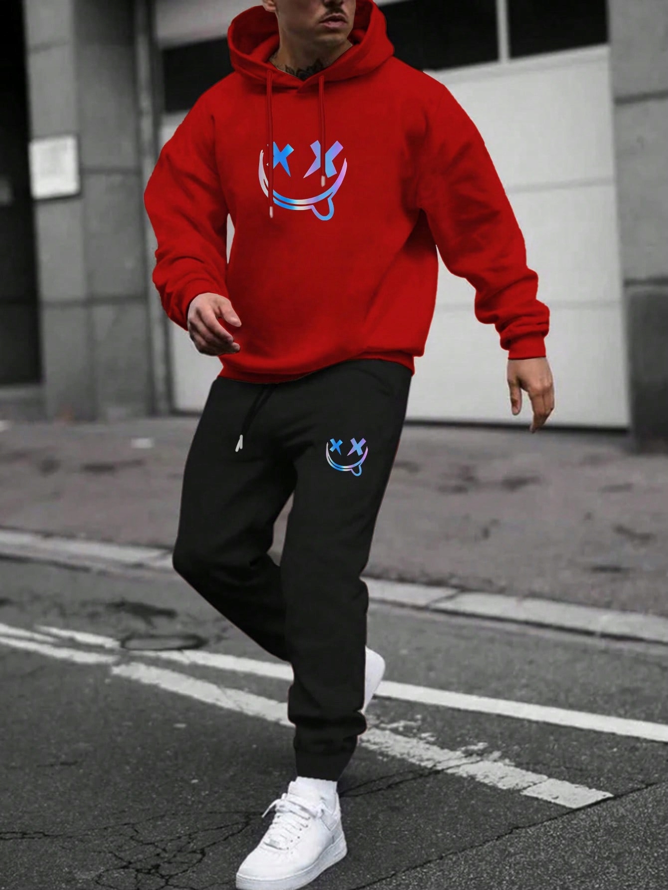 Teplákovka Pánský Zateplený S Potiskem Casual Mikina S Kalhotami Shein XXL