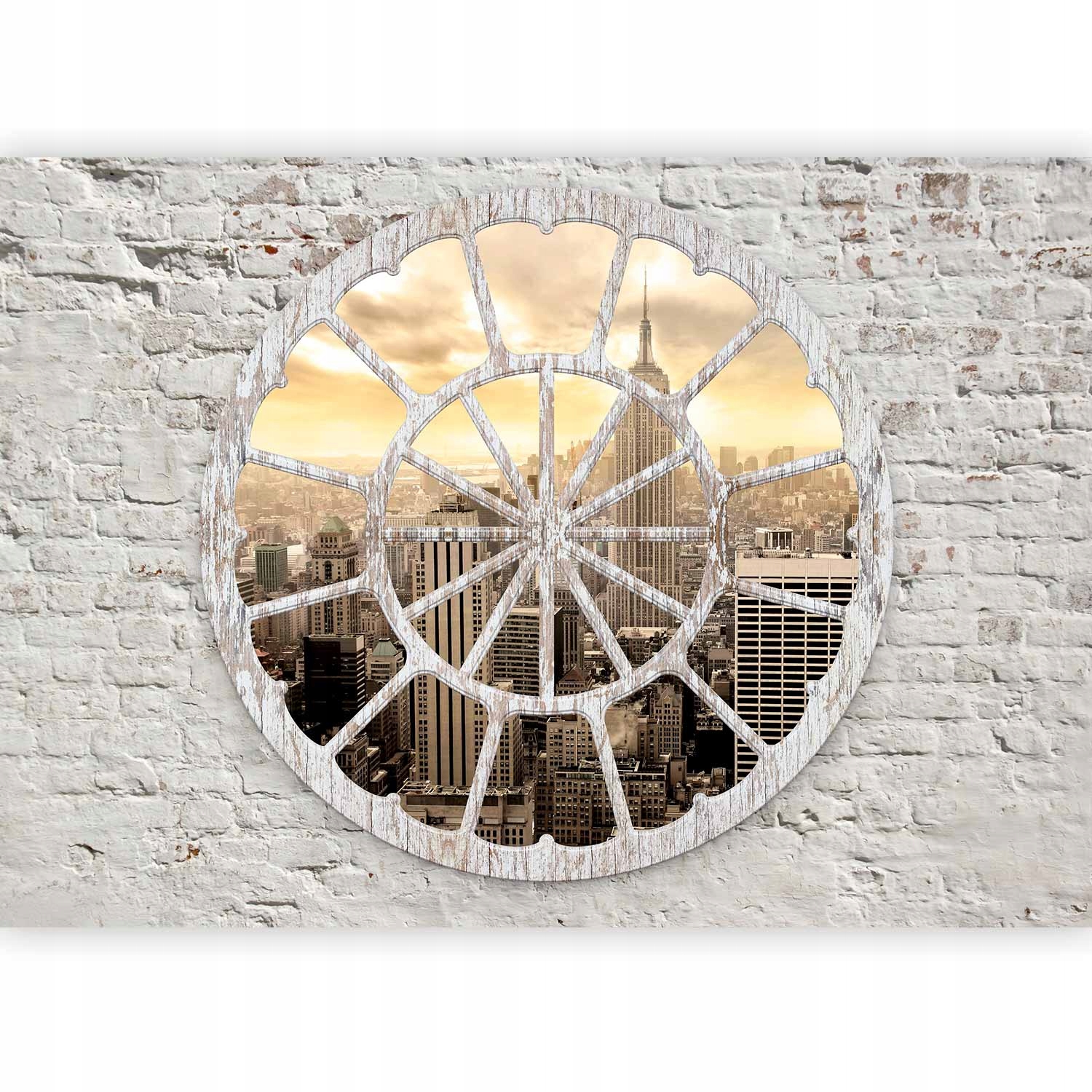 Fototapeta Okno New York Zeď Kameny Krajina Na Mrakodrapu Obývací Pokoj 3D 350x256
