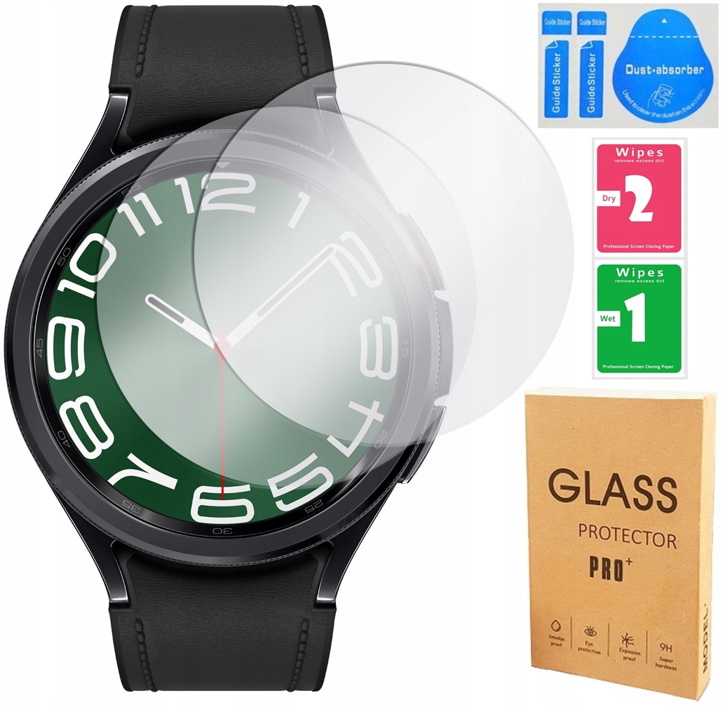 2x SZKŁO HARTOWANE 9H PRO+ DO SAMSUNG GALAXY WATCH 6 CLASSIC 47MM + ZESTAW