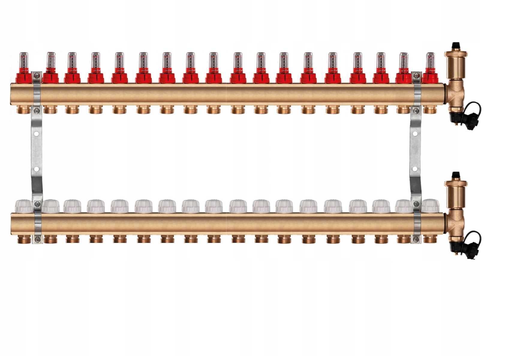 Mosazný rozdělovač pro podlahu 18 sekcí podlahového vytápění