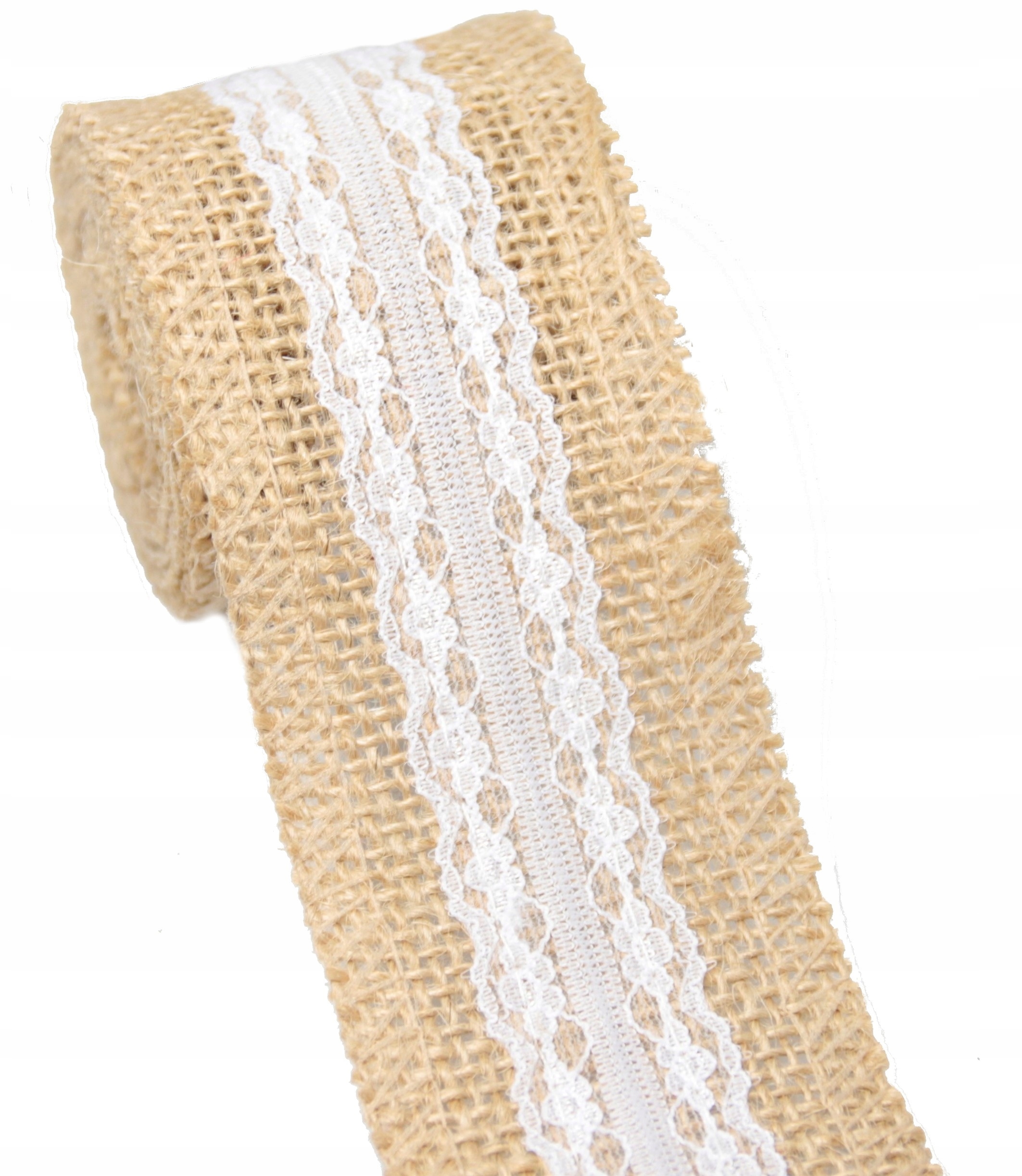 

Wstążka bieżnik tkanina z juty jutowa z koronką 12