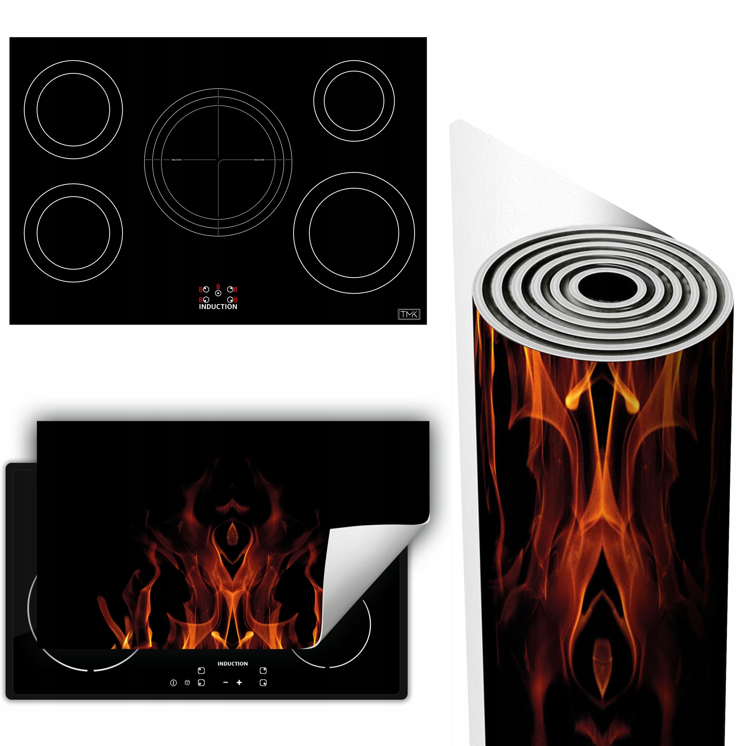 Vinylová Podložka Na Ochranu Stolního Sporáku 90x52 černá oheň