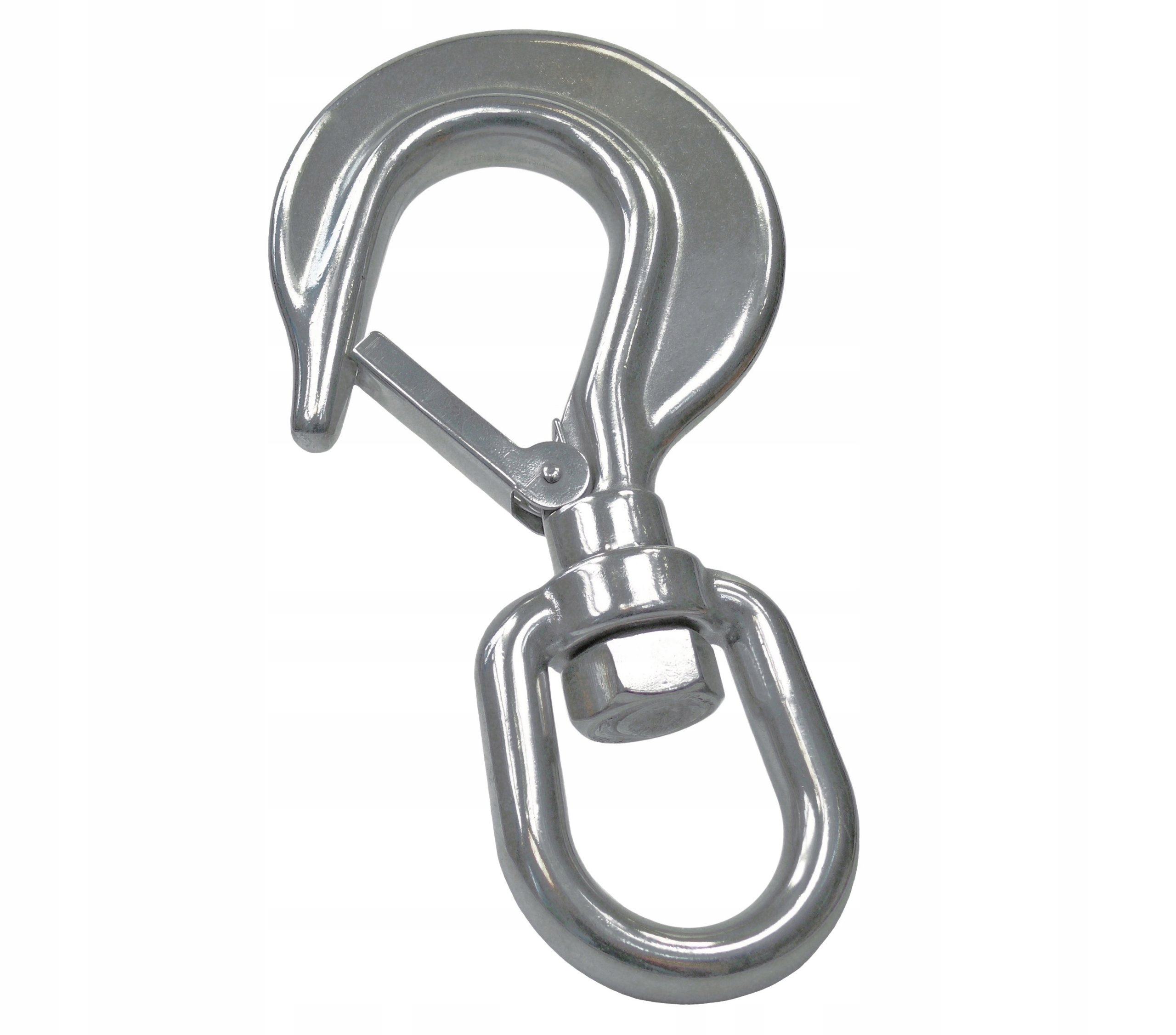 Řetězový hák nerezový s obratlíkem a západkou 3700 kg