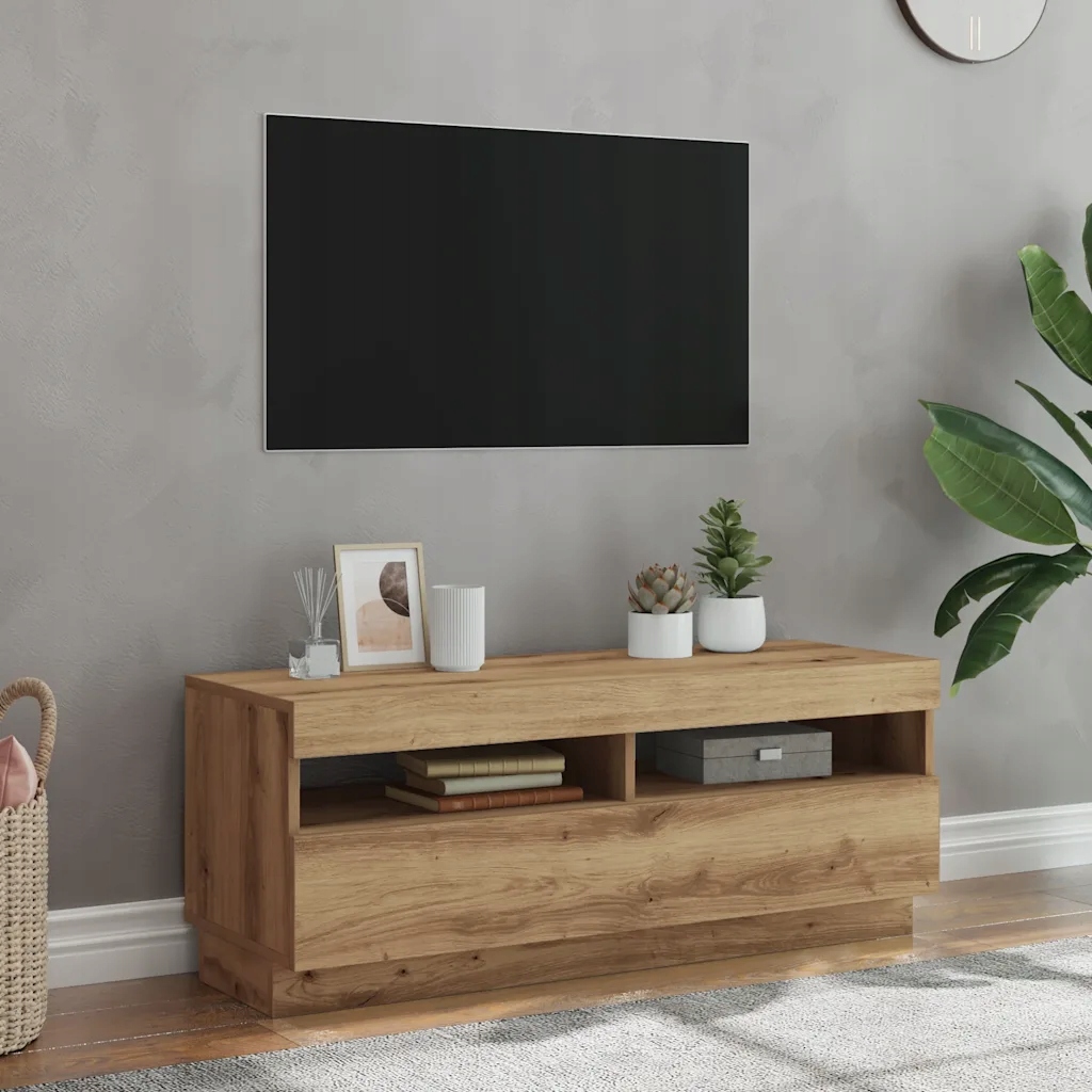 Tv skříňka s Led dub artisan 100 x 35 x 40 cm kompozitní dřevo Artisan oak