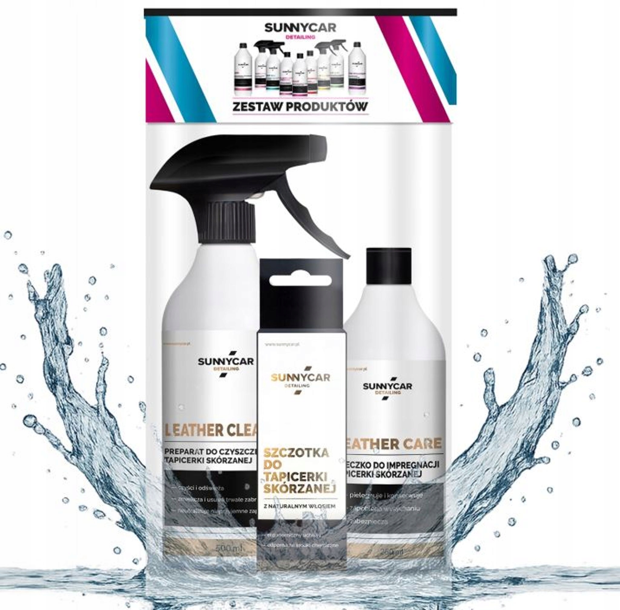 Mleczko zestaw renowacja skóry tapicerki samochodowej szczotka detailing