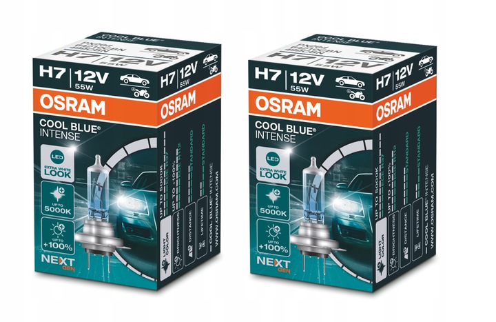 2X OSRAM H7 COOL BLUE INTENSE NEXT GENERATION, HALOGEN, 64210CBN-HCB, 12V,  DUO BOX - France-Xenon