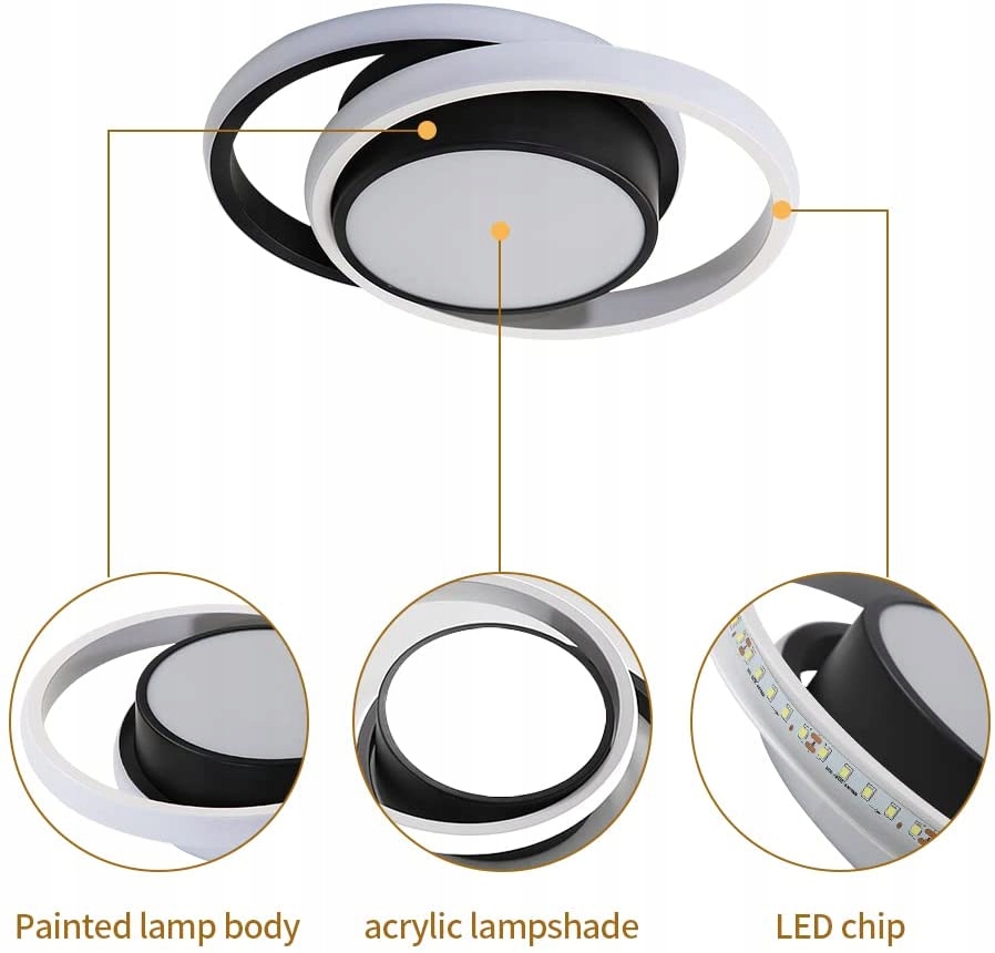 LAMPA SUFITOWA PLAFON LED OKRĄGŁY CZARNA NOWOCZESNA DO SALONU 32W 6500K Marka GOECO