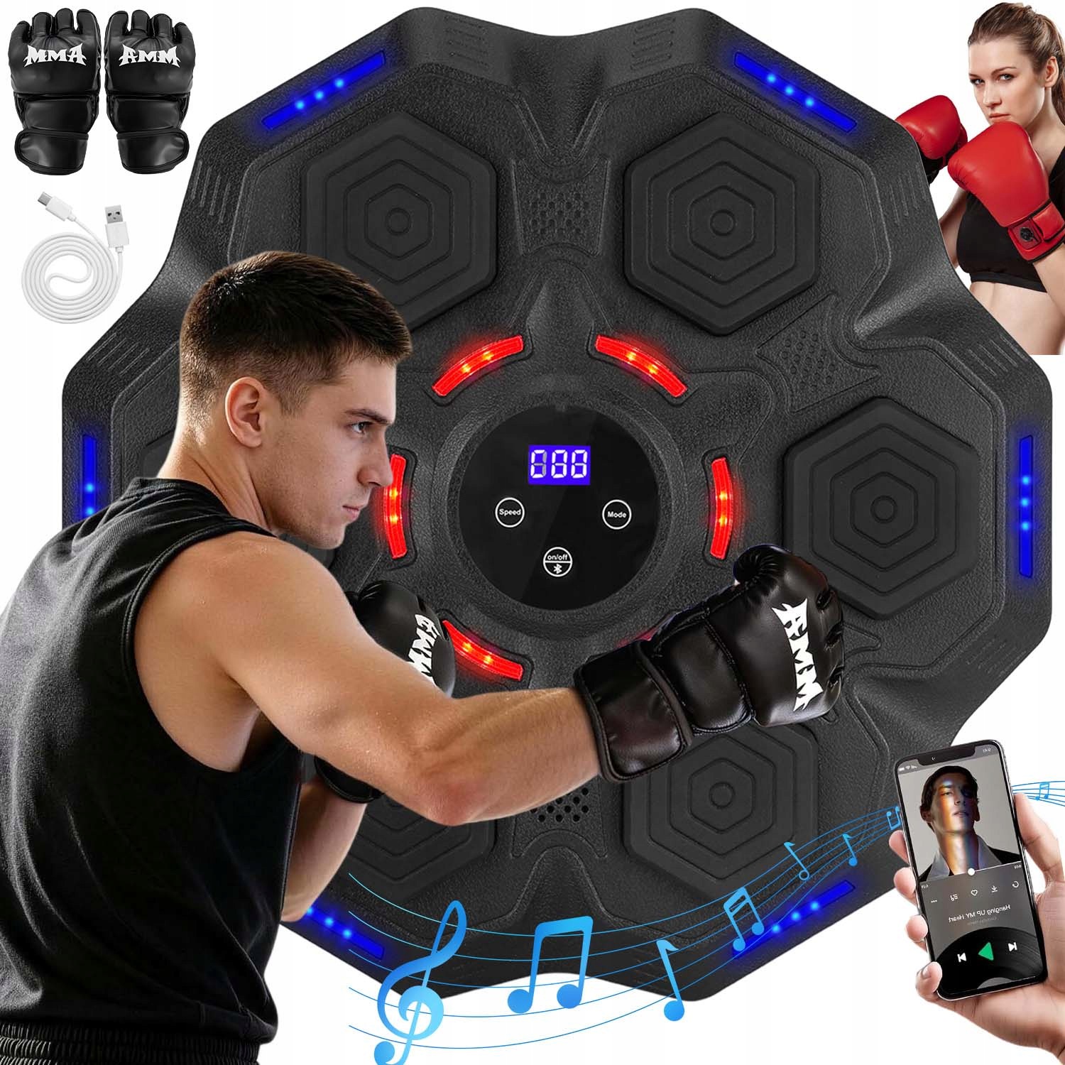 Boxovací Stroj S Bluetooth, Led Hudba, 9 Režimů Pro Děti I Dospělé