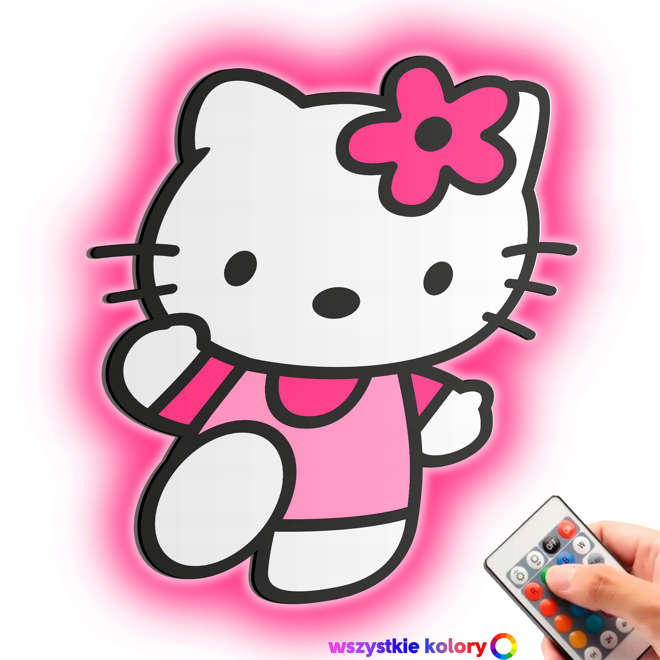 Dřevěný 3D obraz Hello Kitty Nástěnná Dekorace Dárek Noční Lampa Led