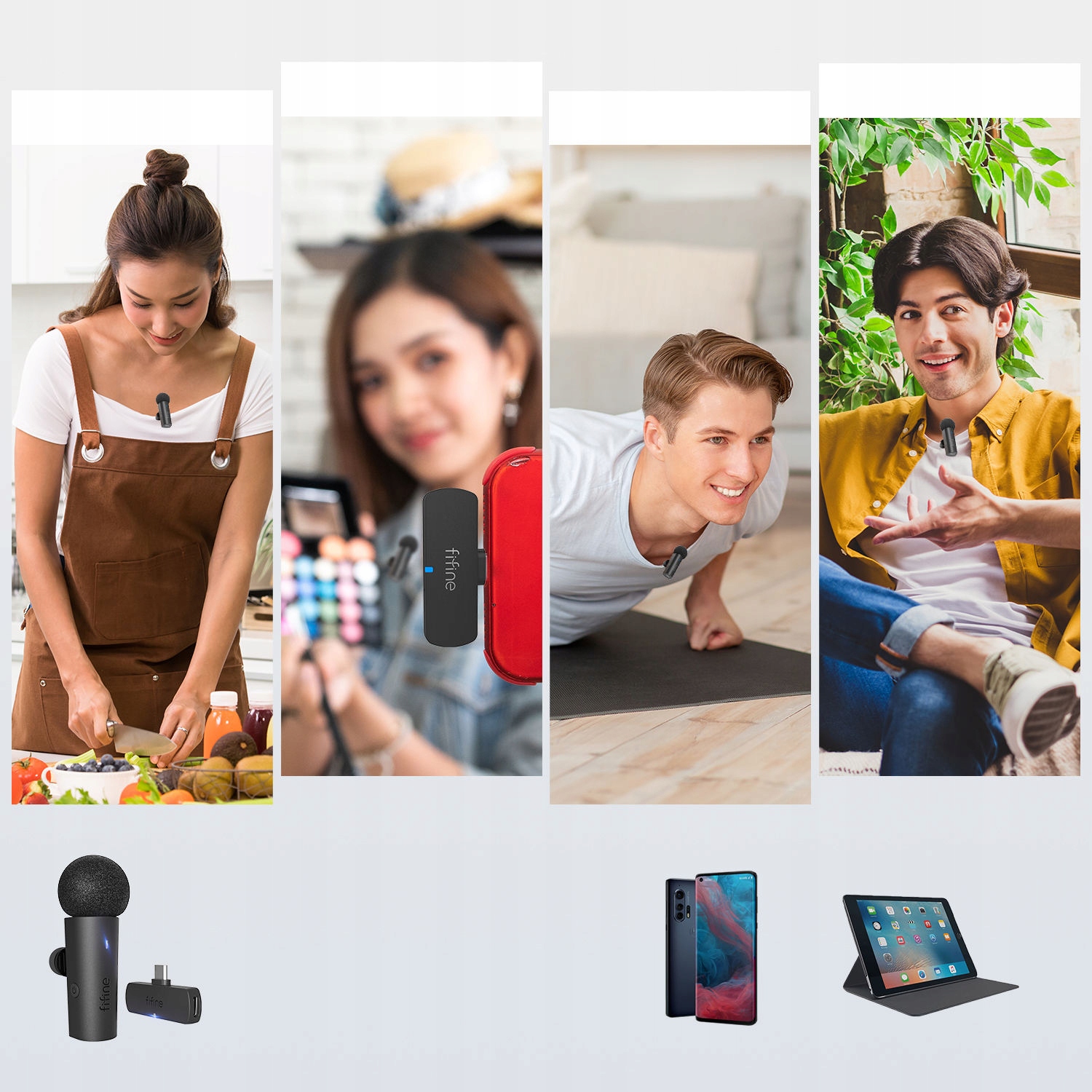 MIKROFON KRAWATOWY BEZPRZEWODOWY 2.4 GHZ MIKROPORT USB-C ANDROID IPHONE Zasięg działania 15 m